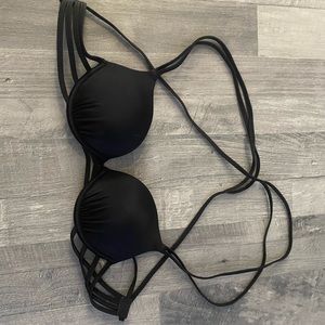 Push up black bikini top